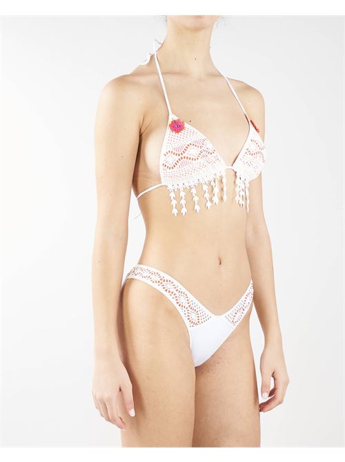 Triangle bikini swimsuit with embroidery flowers and fringes in suede Pin Up PIN UP |  | PC093SG2